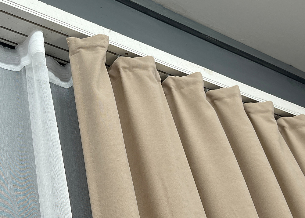 Комплект штор VR-Textil Микровелюр Petek 150х270 2шт и Тюль 500х270 2013ш-1153т Бежевый с белым 71-150/4 Киев - изображение 8