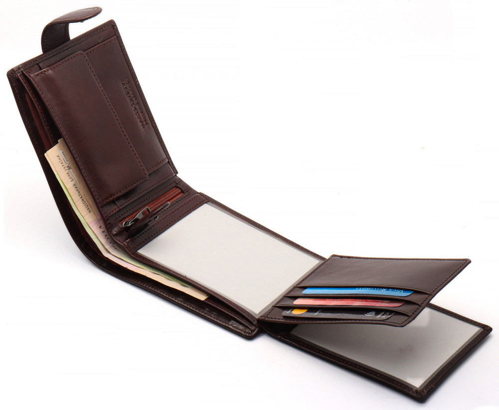 Коричневе шкіряне чоловіче портмоне з відділеннями для документів Marco Coverna MCBK010-805 Київ - фото 6