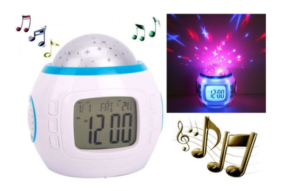 Ночник настільний світильник проектор Зоряне небо 1038 з годинниками та будильником / 4762 Дніпро