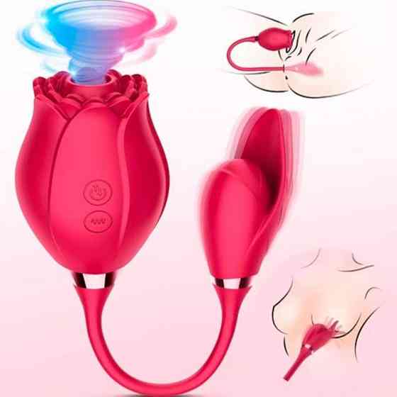 Подвійний вакуумний вібратор "Троянда" Valery (вакуумний стимулятор) USB - Рожевий - Вібратори Вінниця
