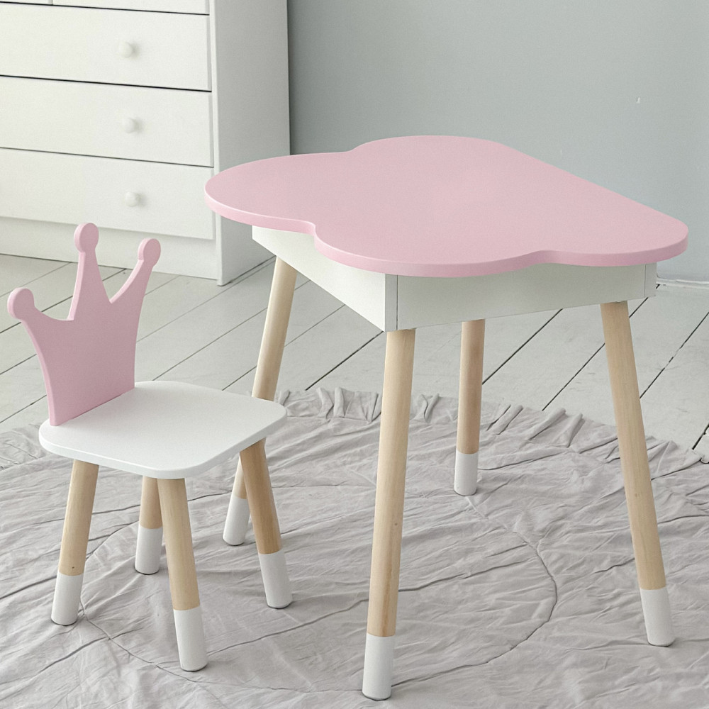 Столик хмаринка з стільчиком корона для дітей, рожевий Київ - фото 6