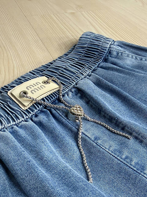 Джинси жіночі Yingguoxiang 36-2 палаццо тенсель тонкі на резинці сині, синій, 27, 27, 74 см, 99 см Київ - фото 2