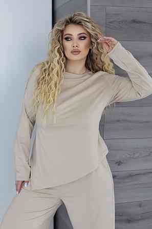 Жіночий костюм з асиметричним лонгслівом "Travel" |  Норма та батал Бежевий, 42-44 Київ