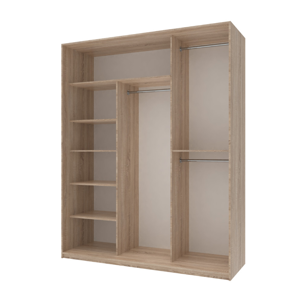 Шкаф-купе трехдверный Doros Сити Лайт 180х60х225 см Дуб сонома/2 Зеркала (DRS-011084) Львов - изображение 3