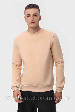 Свитшот мужской базовый утепленный RAY BASIC бежевый (U0301M-Cream) L, Осень/зима, Трехнитка с начесом (на флисе) Киев