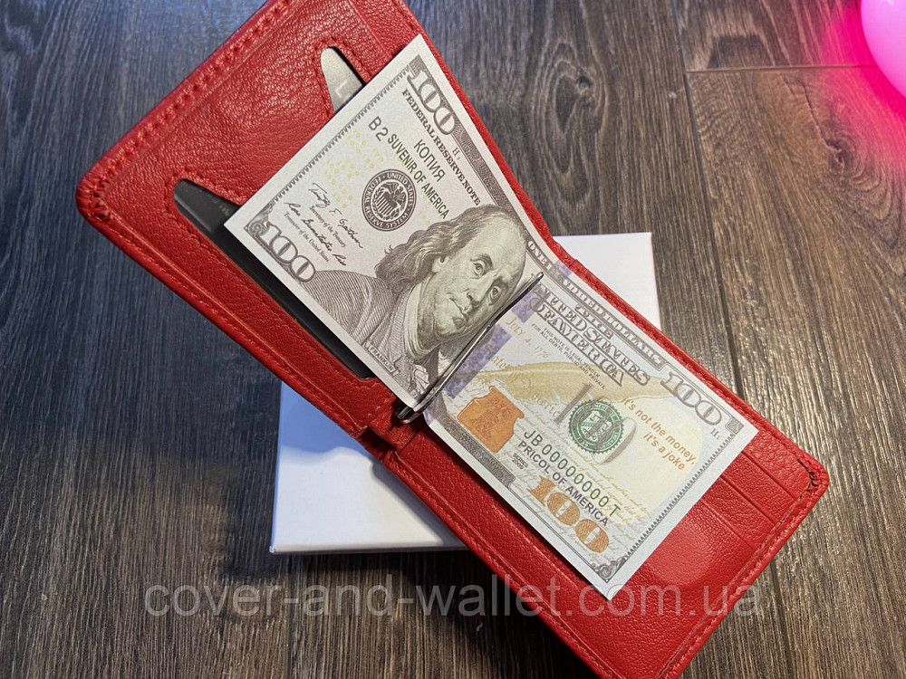 Тонкий жіночий гаманець червоного кольору на магнітах маленького розміру Helen Verde Київ - фото 5