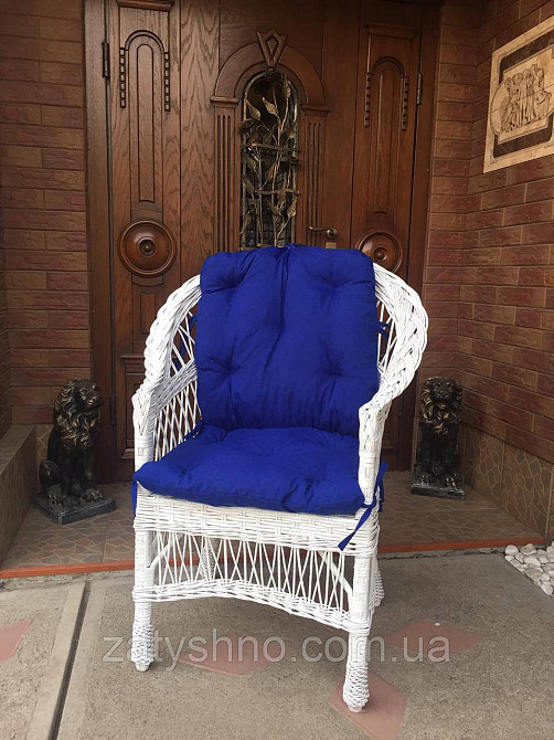 Кресло из лозы белое с синей накидкой Киев - изображение 8