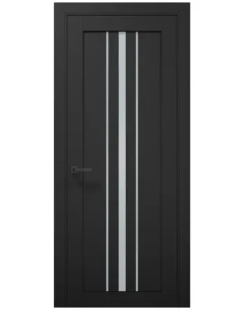Двері екокошпон, Полотно, серія TETRA, Модель Т-03 (Сатин) Колір: Чорний матовий  (НОВИНКА) Київ