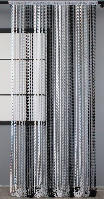 Шторы-нити Шинил с люрексом 300х300 см Белый с серо-черным (61-041) Киев - изображение 3