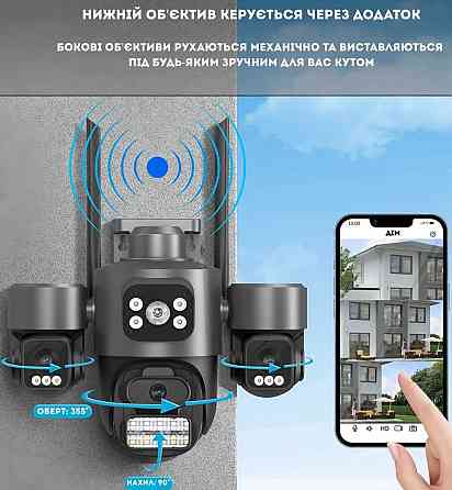 Вулична потрійна IP Wifi камера відеоспостереження Харків
