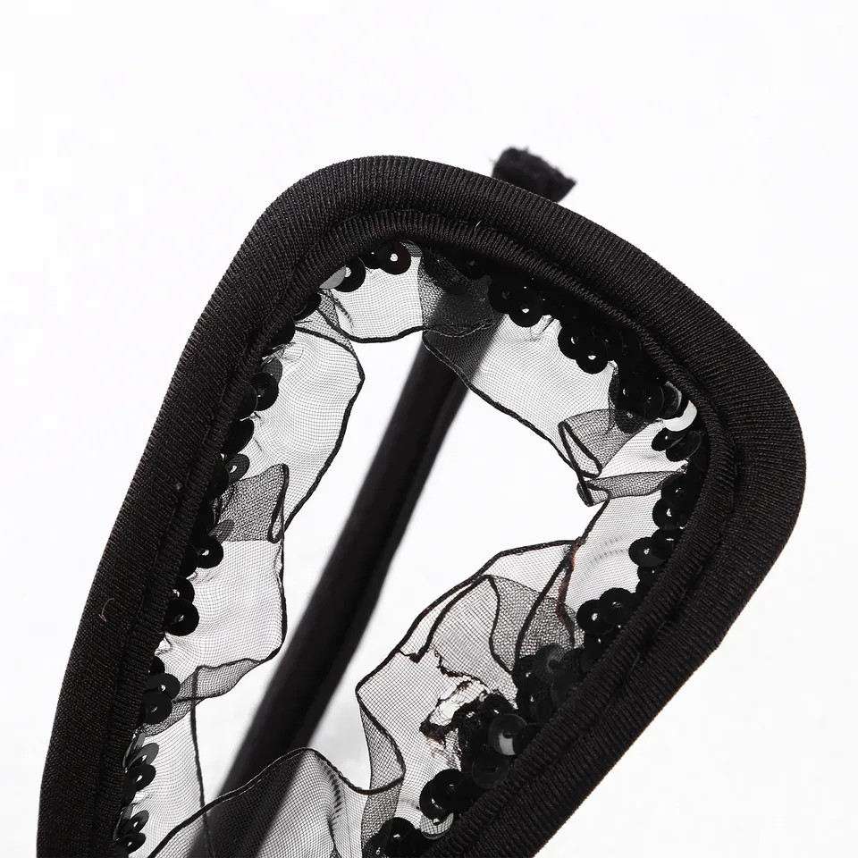 С стринги без бретелек черные с пайетками - размер универсальный, спандекс Киев - изображение 2