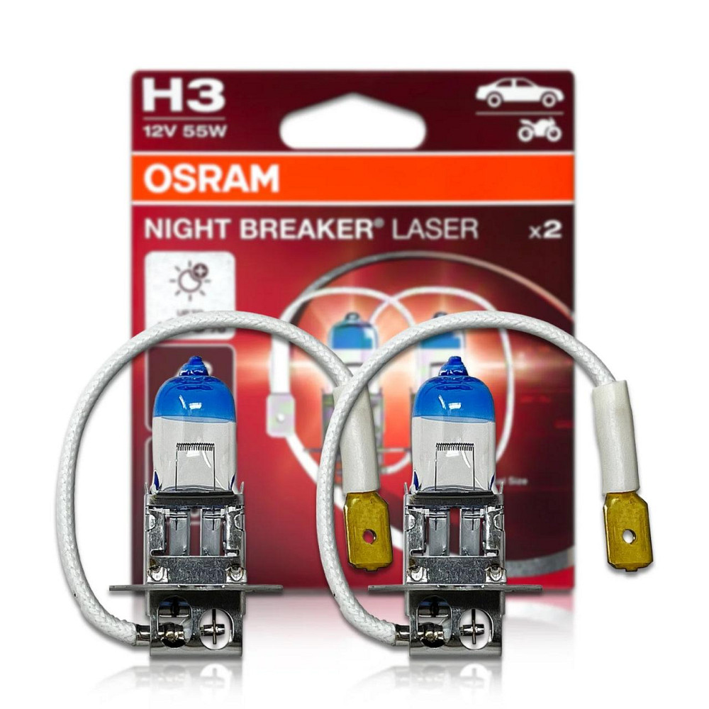 Комплект галогенових ламп OSRAM H3 64151NL-2HB Night Breaker LASER NG +150% 55W 12V Pk22s (2 шт) Харків - фото 1