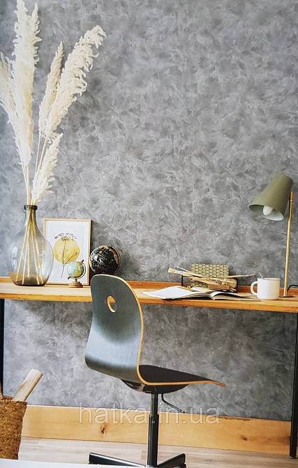 Обои винил на флизелине Caselio Patine 0.53х10 под штукатурку структурные матовые темно серые разные оттенки Киев - изображение 1