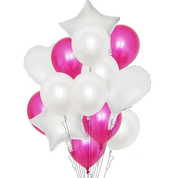 Фонтан из шаров бело розовый 14шт Киев - изображение 1