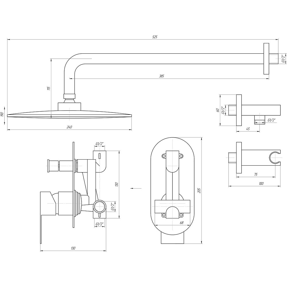 Душова система вбудована TOPAZ SARDINIA TSG 08205-G-H20 Луцк - изображение 9