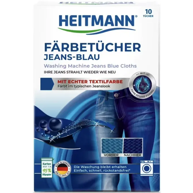 Серветки для прання та підтримання насиченості кольору джинсів HEITMANN Jeans-Blau Tücher 10 шт. Львів - фото 1