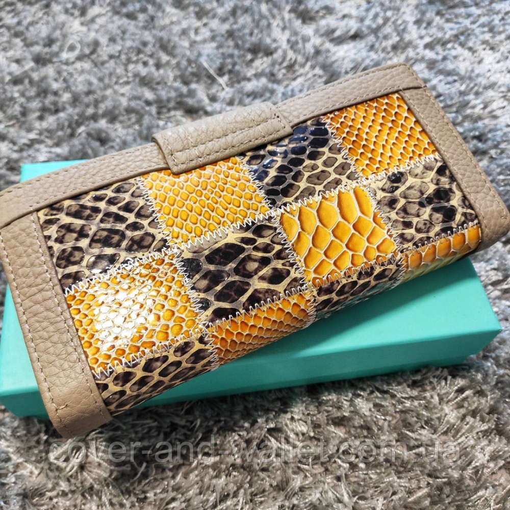 Красивый женский кожаный кошелек с разноцветными вставками Guxilai (Уценка) Киев - изображение 8