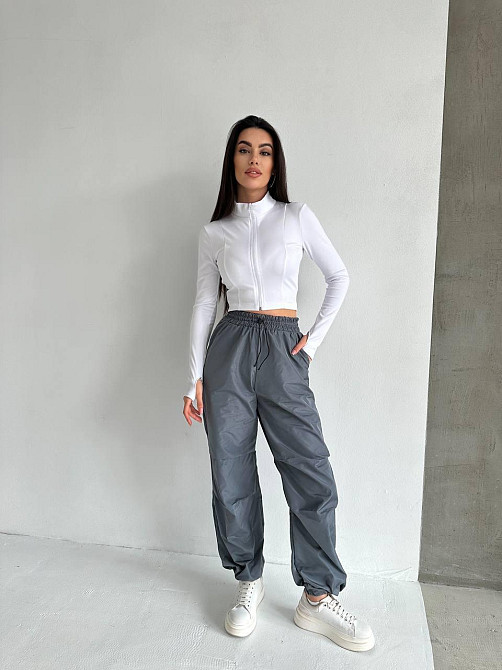 Женский прогулочный костюм двойка: кофта и штаны микродайвинг + плащевка Белый, 46/48 Одесса - изображение 6