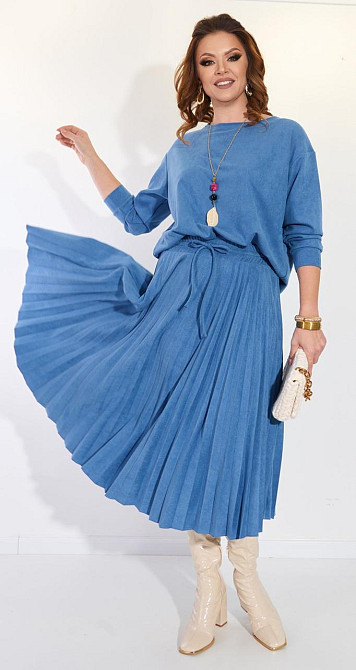 Замшевий костюм зі спідницею плісе (52) Київ - фото 1