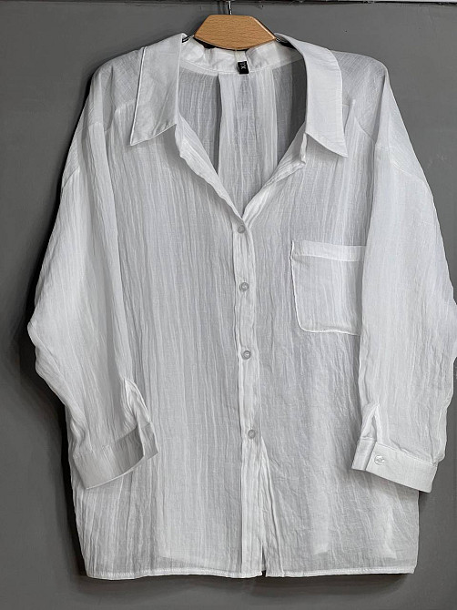 Рубашка женская Xingyue 388 оверсайз хлопок жатка с карманом, белый, one size Киев - изображение 8