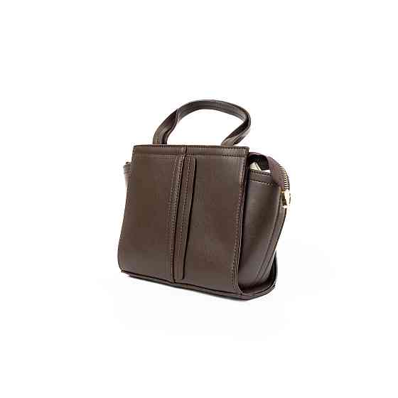 Сумка женская на молнии из искусственной кожи, с съемным плечевым ремешком и двумя ручками, Шоколадный Каменец-Подольский