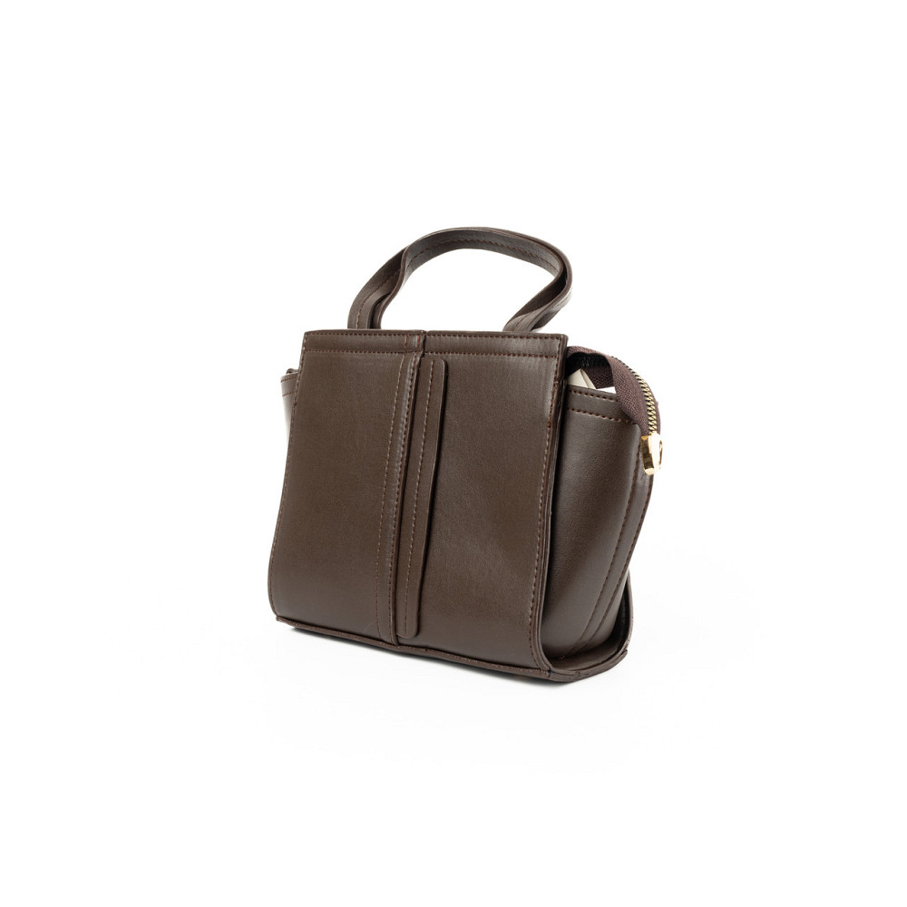 Сумка жіноча на блискавці зі штучної шкіри, зі знімним плечовим ремінцем та двома ручками, Шоколадний Кам'янець-Подільський - фото 2