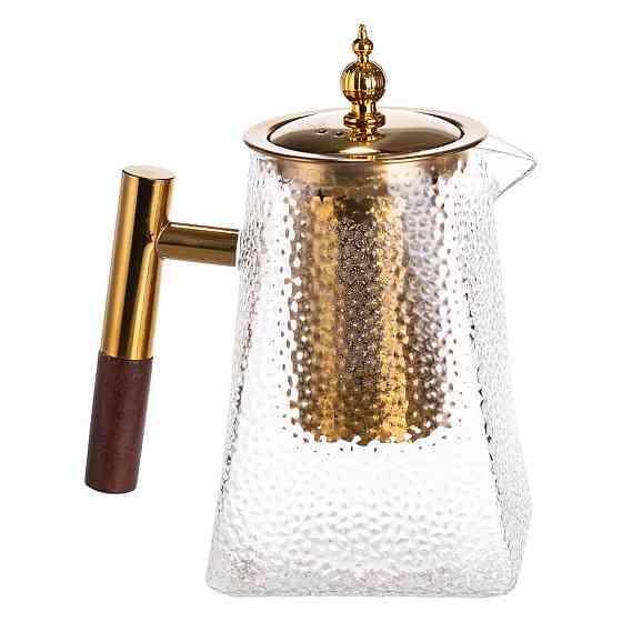 Чайник для заварювання скляний для чаю 1 л з металевою ручкою прозорий HP-34-36 Коломия