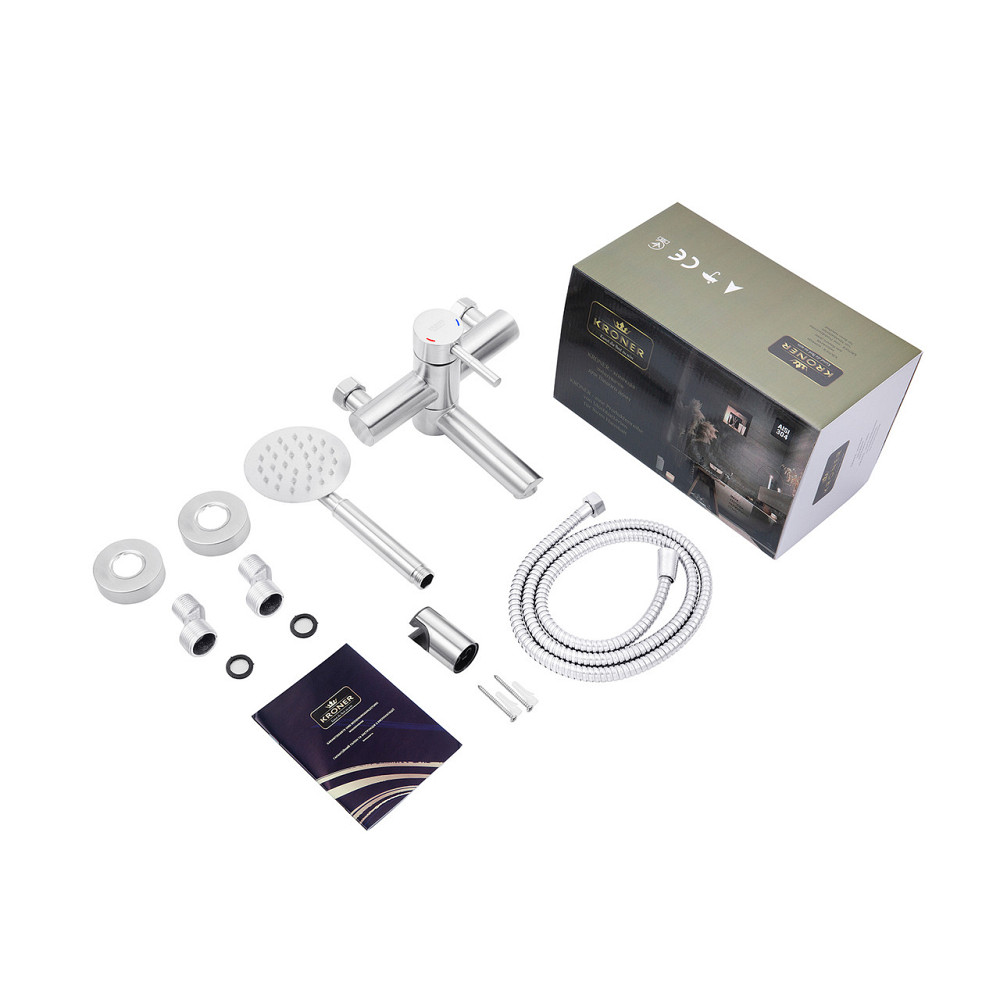 Змішувач для ванни Kroner KRP Edelstahl Klassisch - ESG060 з душовим гарнітуром, сатин Київ - фото 9