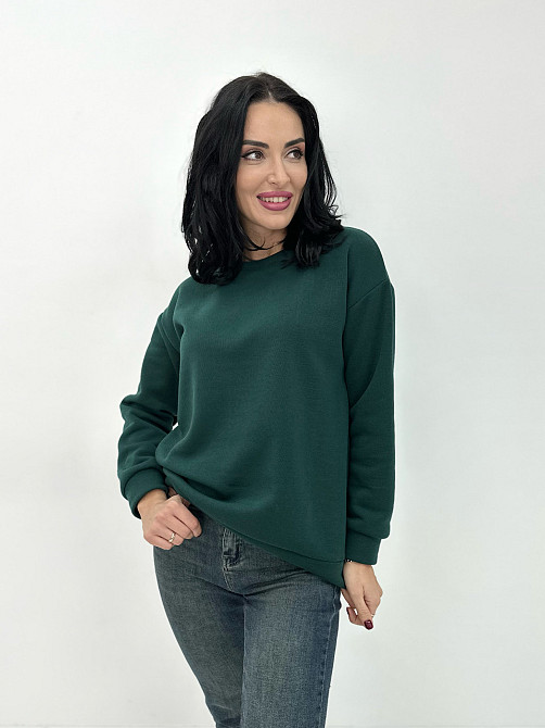 Базовий однотонний світшот "Stand" оптом | Батал Темно-зелений, 50-52 Київ - фото 2