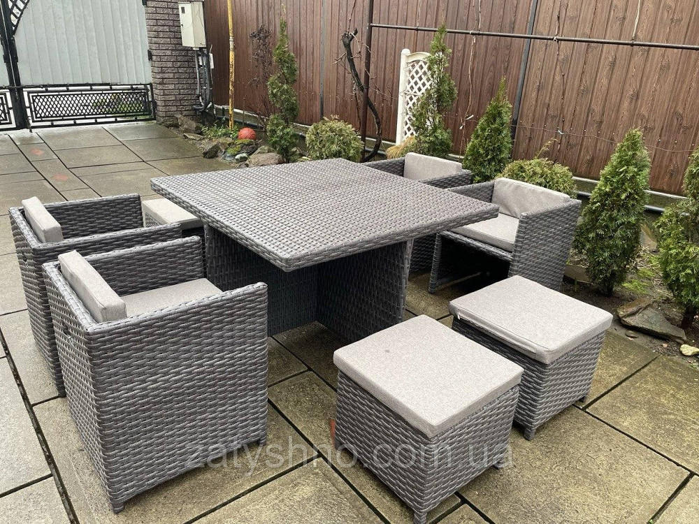 Ротангові меблі вуличні складні з пуфами та подушками Київ - фото 9