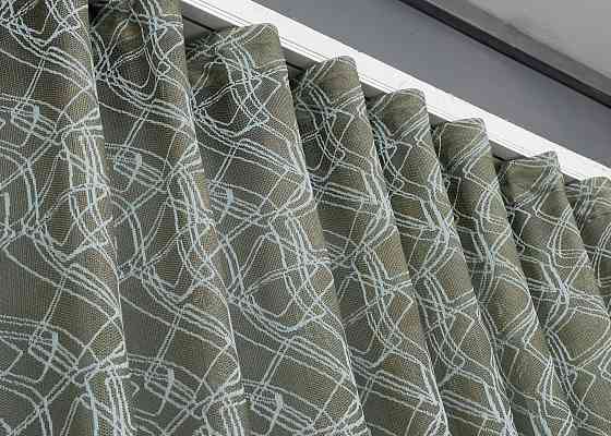 Тюль VR-Textil 1977т Жакард Хакі з блакитним 400х270 см (42-1011) Київ