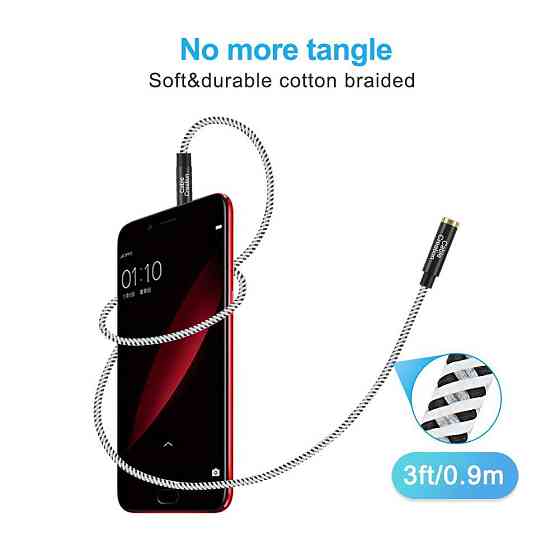 Кабель AUX 3.5 mm - 3.5 mm mini jack M / F Tiegem 1 метр Київ