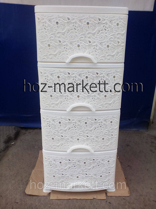 Комод пластиковий білий ажурний із закритими боками Україна Харків - фото 1