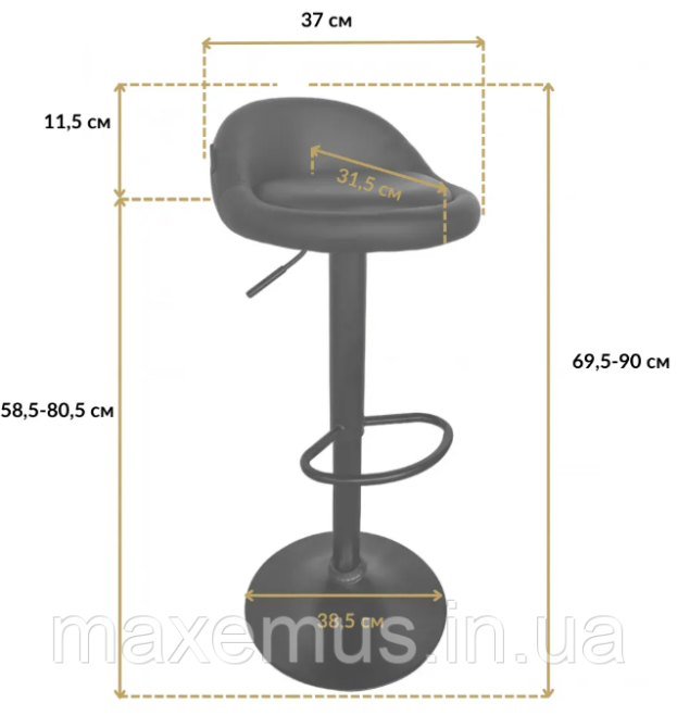 Барний стілець для барної стійки з спинкою круглий на кухню крісло барне високе Bonro B-075 чорний ч Львів - фото 9