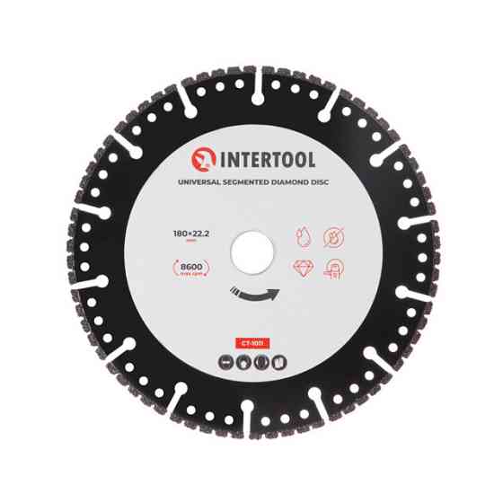Диск универсальный сегментный алмазный, 180 мм, 16-18%, 8600 об/мин INTERTOOL CT-1011 Киев