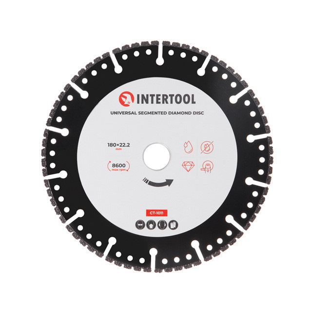 Диск универсальный сегментный алмазный, 180 мм, 16-18%, 8600 об/мин INTERTOOL CT-1011 Киев - изображение 1