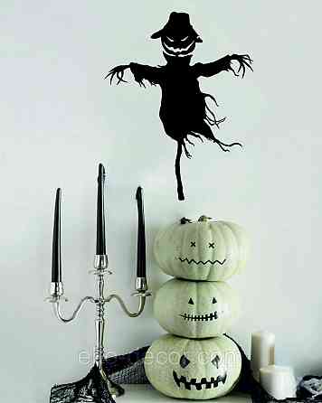 Декоративне настінне Панно «Пугало. Гелловін », Декор на стіну 70*55 см, Чорний Київ