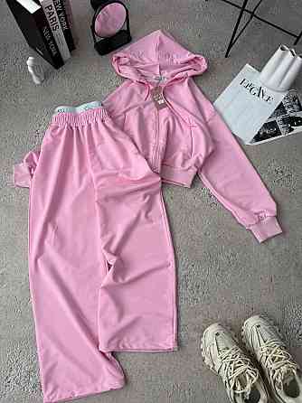 Жіночий прогулянковий костюм-двійка: кофта на блискавці та штани двонитка люкс + турецька рибана Барбі, 46/48 Одеса