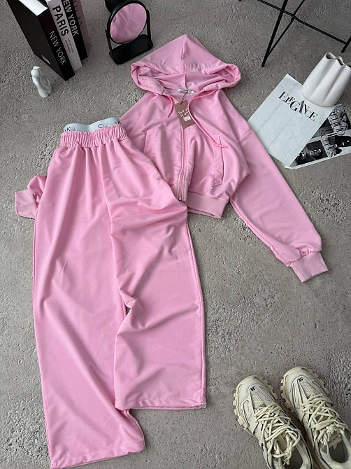 Жіночий прогулянковий костюм-двійка: кофта на блискавці та штани двонитка люкс + турецька рибана Барбі, 46/48 Одеса - фото 1