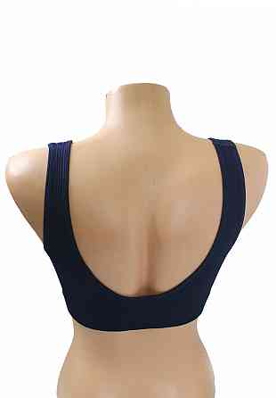 Бесшовний топ бюстгальтер рубчик з широкою гумкою Темно-синій L/XL Харків