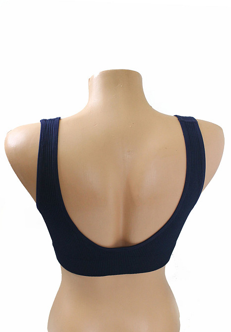 Бесшовний топ бюстгальтер рубчик з широкою гумкою Темно-синій L/XL Харків - фото 2