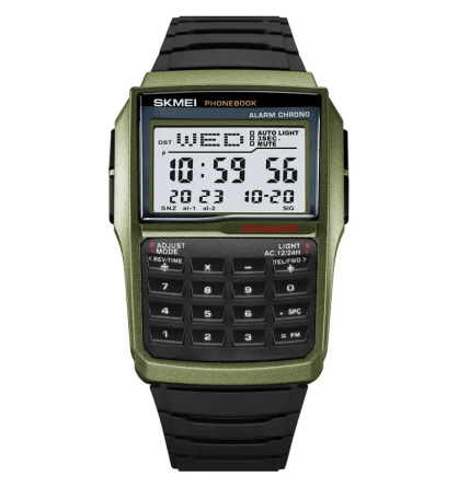 Чоловічий наручний годинник із калькулятором Skmei 2255 (Зелений) Київ