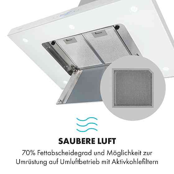 Острівна витяжка Valeria 90 см 6503/год touch EEC A LED скло неіржавка сталь білий (Німеччина, читати Рівне