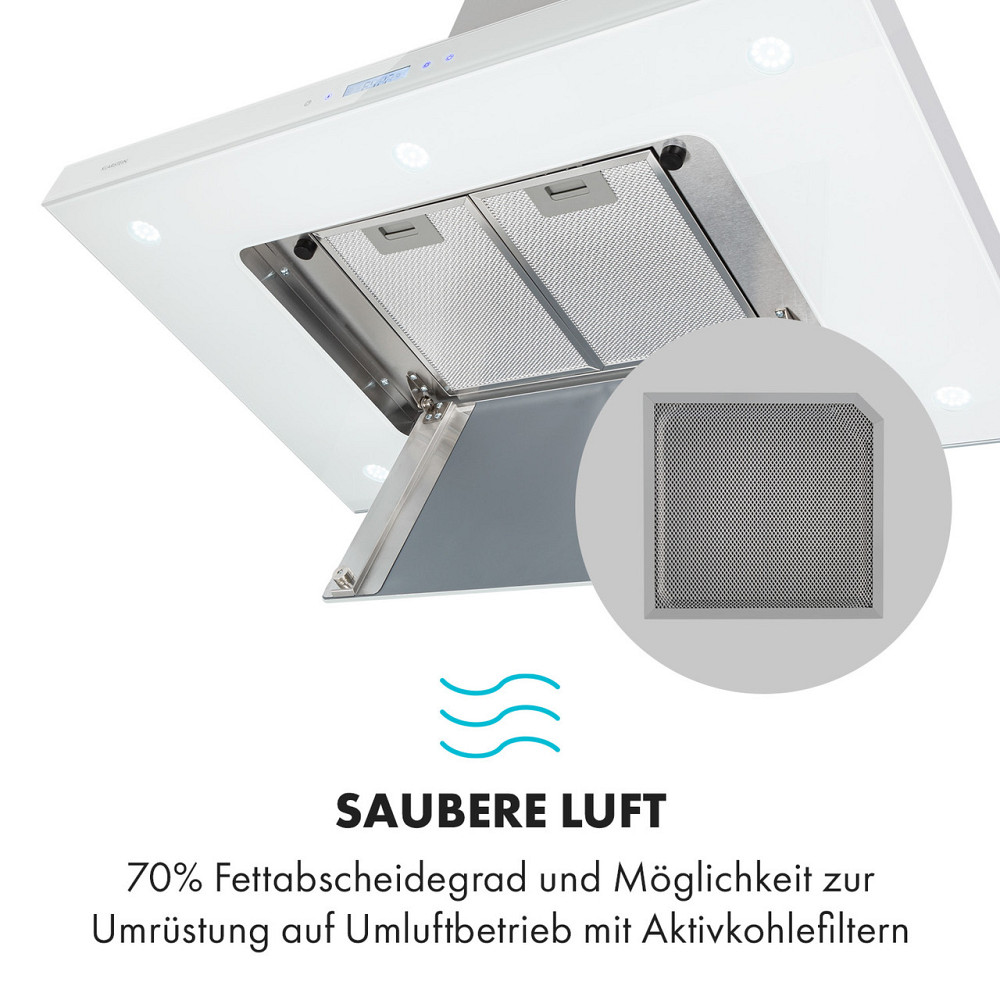 Острівна витяжка Valeria 90 см 6503/год touch EEC A LED скло неіржавка сталь білий (Німеччина, читати Рівне - фото 4
