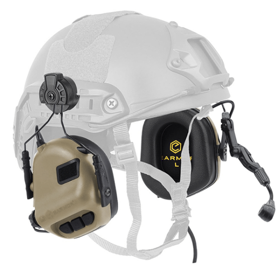 Тактические активные наушники Earmor М32Н с гарнитурой под шлем Койот Киев