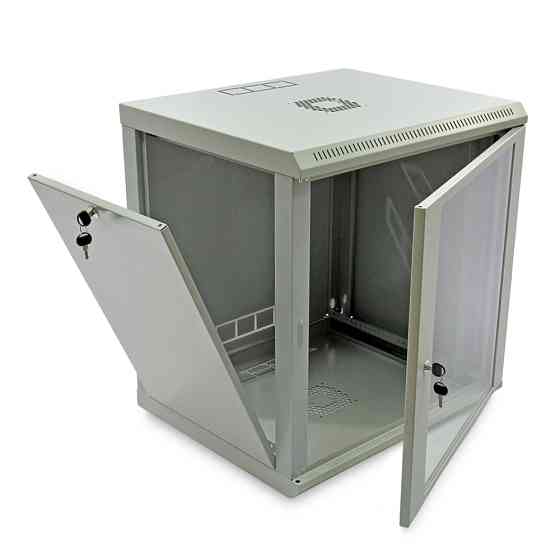 Шафа серверна SteelNet 12U 600 x 450 для мережевого обладнання (скло, сірий) Київ