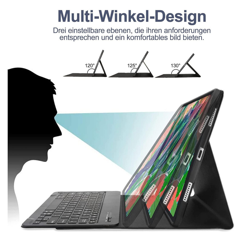 Чохол-клавіатура IVEOPPE для Samsung Tab S7 FE синій підсвітка QWERTZ Bluetooth 12.4" Київ - фото 5