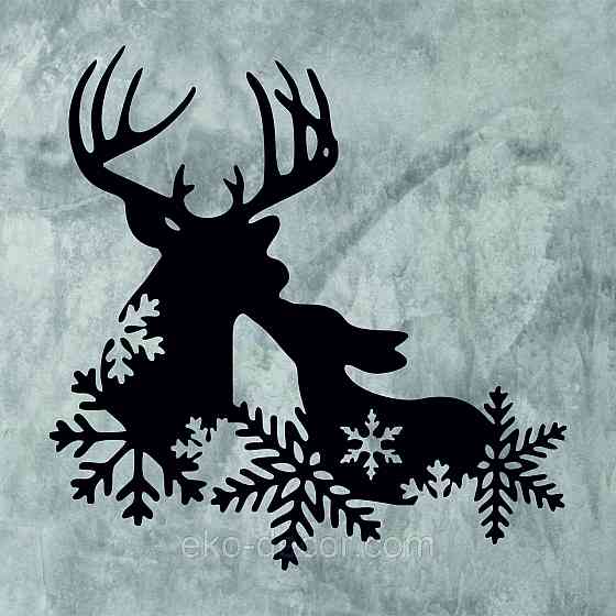 Декоративное настенное Панно «Олень», Декор на стену 70*70 см, Черный Киев