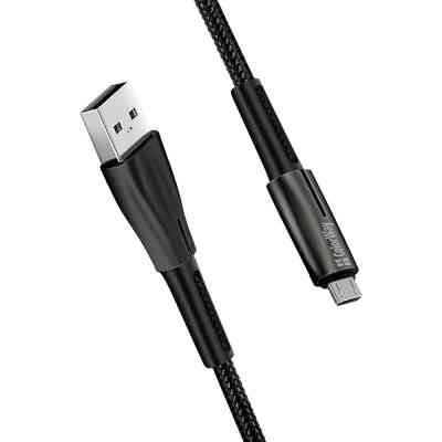 Дата кабель USB 2.0 AM to Micro 5P 1.0m zinc alloy + led black ColorWay (CW-CBUM035-BK) Винница
