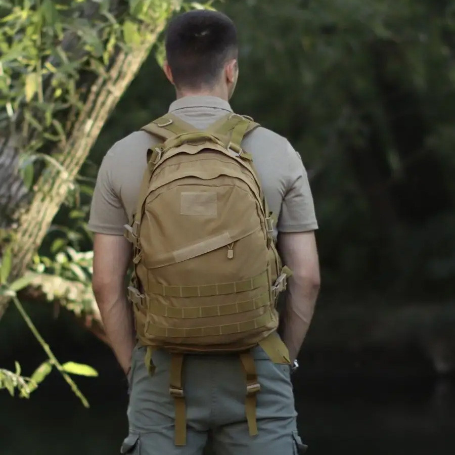 Надійний тактичний рюкзак Військовий рюкзак 40 л колір койот тактичний рюкзак з MOLLE водовідштовхуючий Рюкзак на рибалку Київ - фото 8